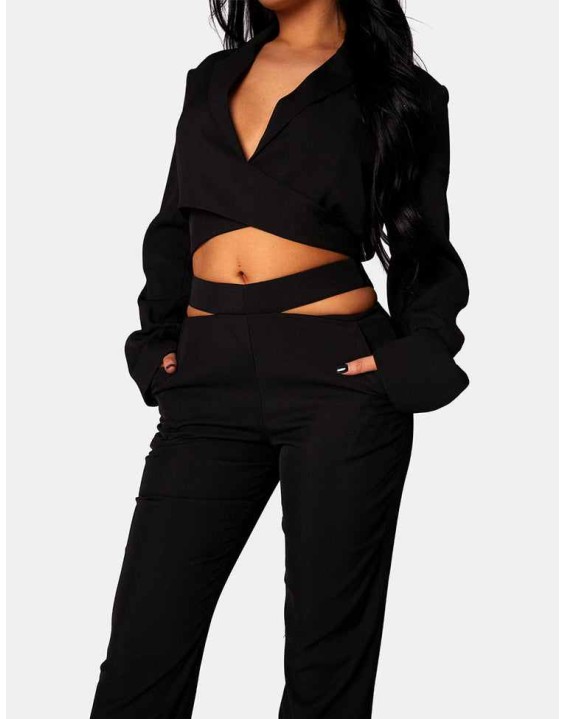Strappy Waist Cigarette Trouser Black