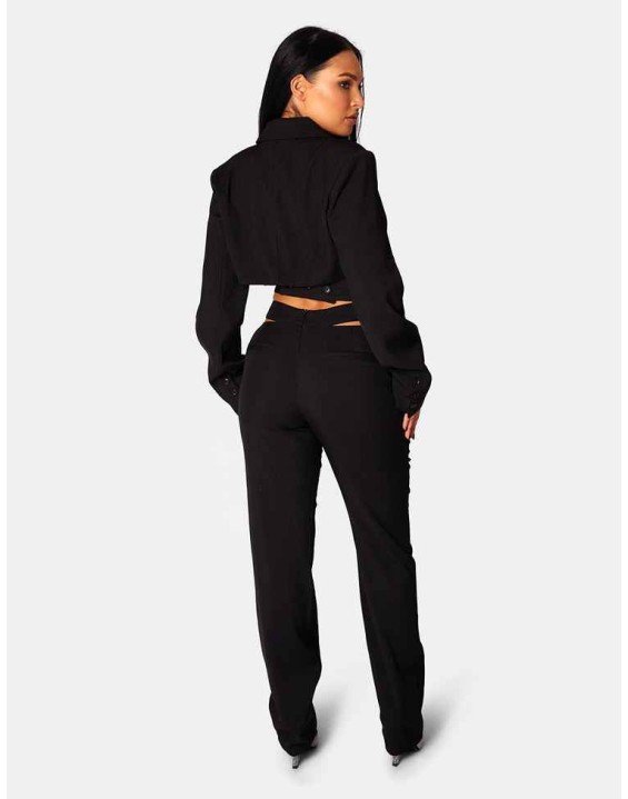 Strappy Waist Cigarette Trouser Black