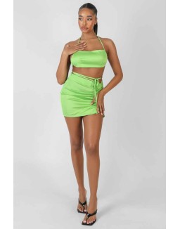 Satin Ruched Side Bralet Green