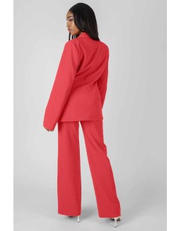 High Waisted Straight Leg Trousers Coral