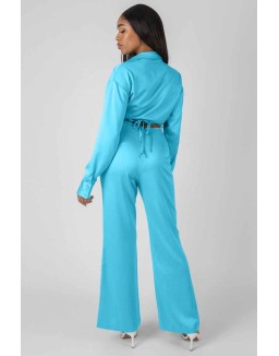 Strappy Waist Striaght Leg Trouser Blue