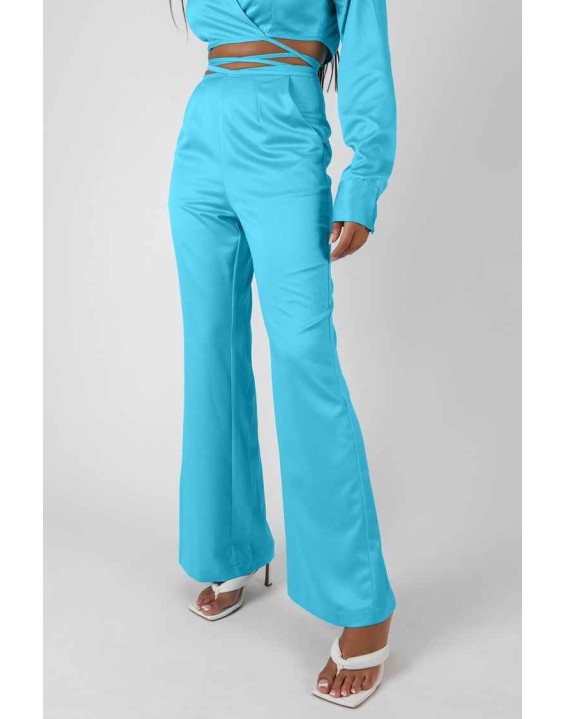 Strappy Waist Striaght Leg Trouser Blue