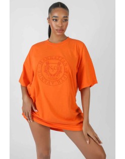 Manhattan Embroidered T-Shirt Dress Orange