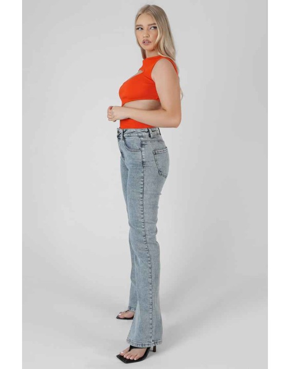 Asymmetric Cut Away Bodysuit Orange