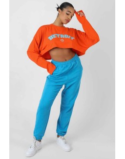 Detroit Super Cropped Long Sleeve T-Shirt Orange