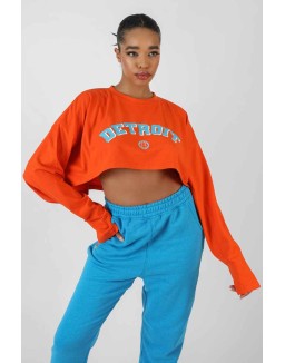 Detroit Super Cropped Long Sleeve T-Shirt Orange