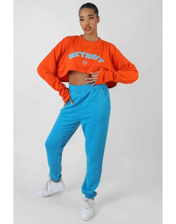 Detroit Super Cropped Long Sleeve T-Shirt Orange