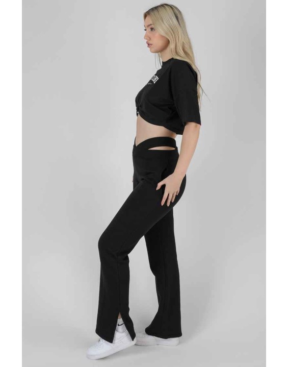 Melbourne Bull Ring Hem Cropped T-Shirt Black