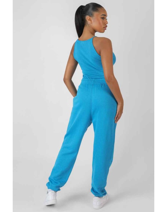 Twist Keyhole Sleeveless Bodysuit Blue