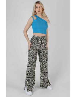 Asymmetric Strap Top Blue