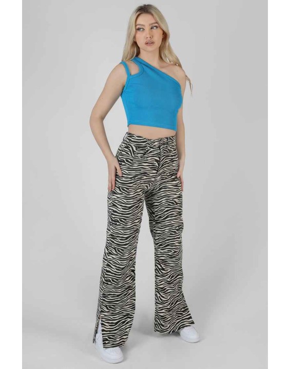 Asymmetric Strap Top Blue