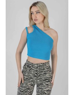 Asymmetric Strap Top Blue