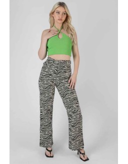 Keyhole Strappy Crop Top Green