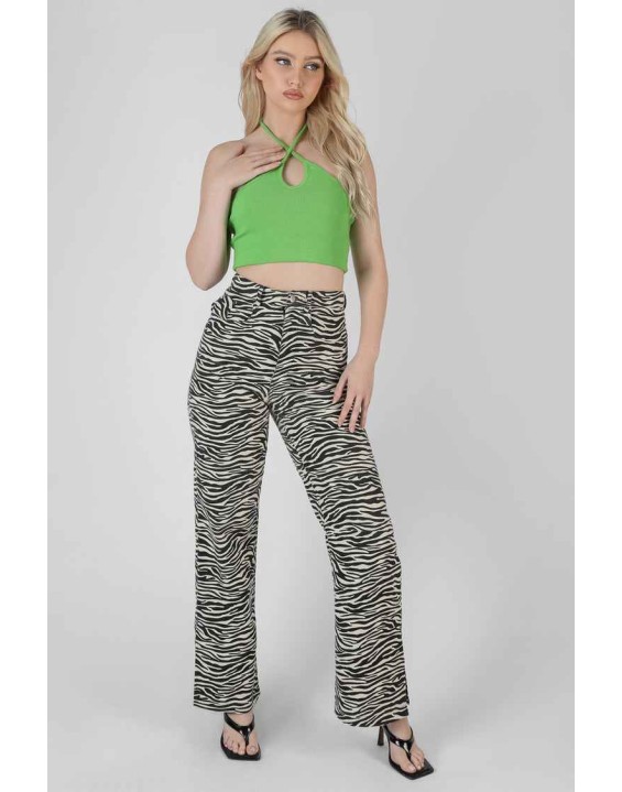 Keyhole Strappy Crop Top Green
