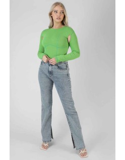 Contrast Stitch Bodysuit Green