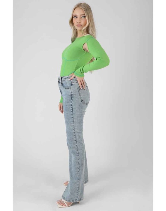 Contrast Stitch Bodysuit Green