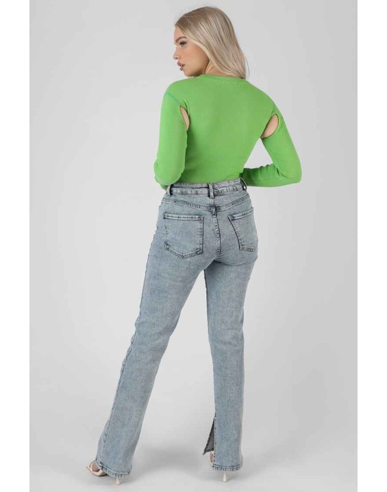 Contrast Stitch Bodysuit Green