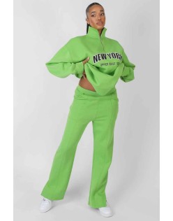 New York Split Hem Straight Joggers Green