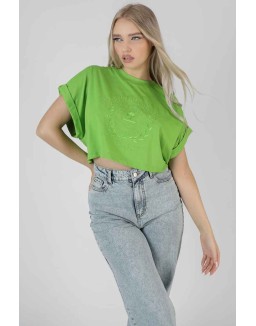 Boxy Oversized Cropped T-Shirt Green