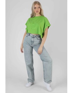 Boxy Oversized Cropped T-Shirt Green