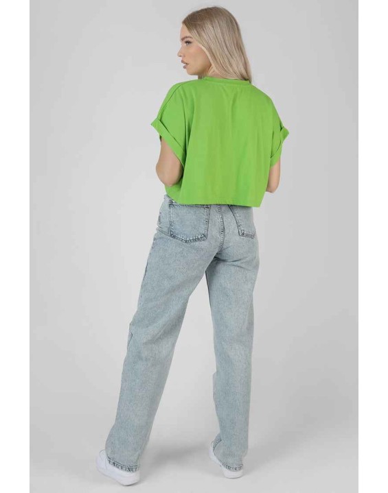 Boxy Oversized Cropped T-Shirt Green