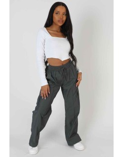 Long Sleeve Hankey Crop Top White