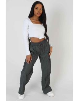 Long Sleeve Hankey Crop Top White