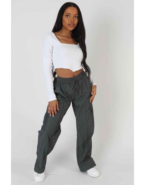 Long Sleeve Hankey Crop Top White