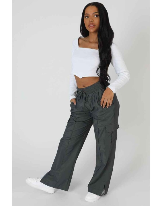 Long Sleeve Hankey Crop Top White
