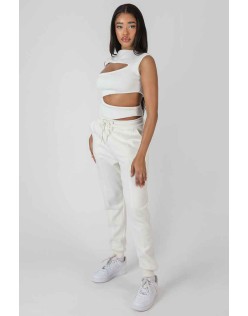 Asymmetric Cut Away Bodysuit White