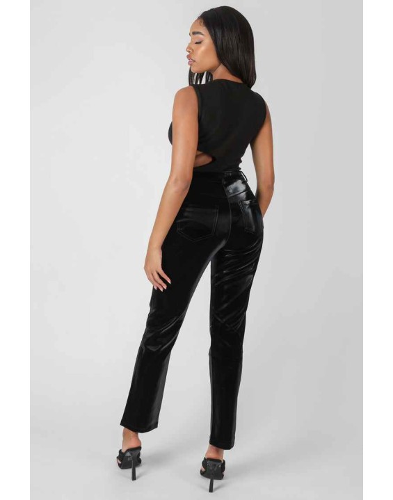 Asymmetric Cut Away Bodysuit Black