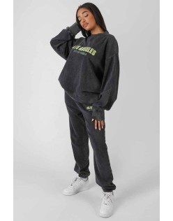 Los Angeles Acid Wash Oversized Sweatshirt Grey