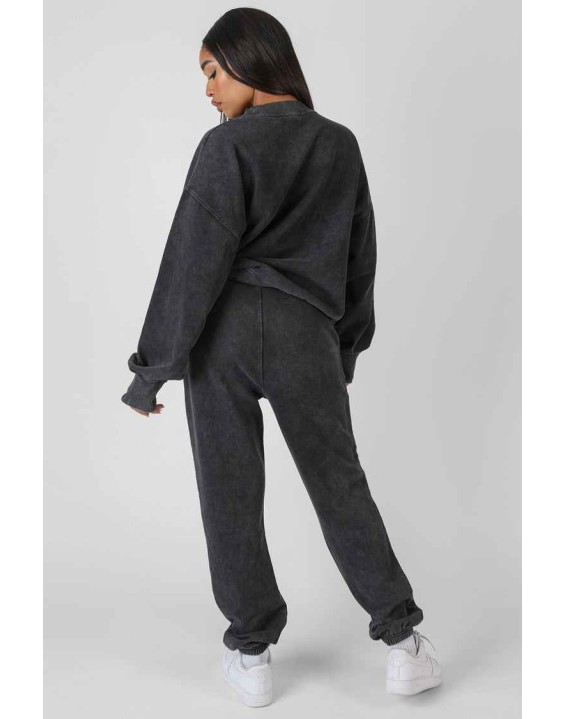 Los Angeles Acid Wash Oversized Sweatshirt Grey