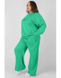 Curve Kaiia Tonal Embroidered Joggers Green