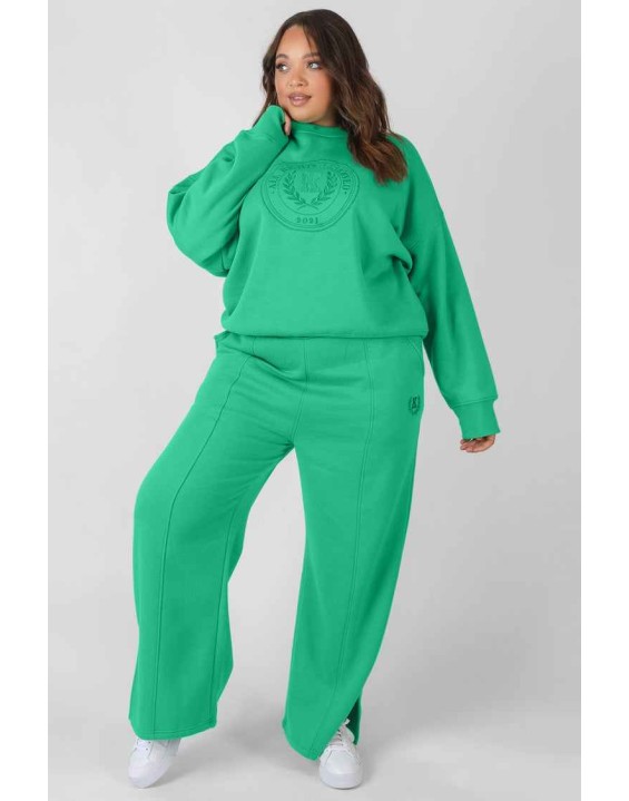 Curve Kaiia Tonal Embroidered Joggers Green