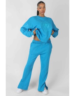Kaiia Tonal Embroidered Joggers Blue