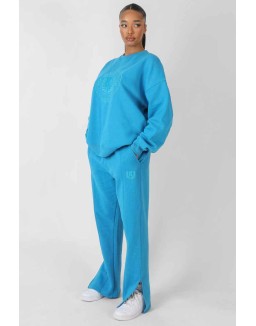 Kaiia Tonal Embroidered Joggers Blue