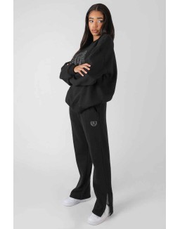 Kaiia Oversized Tonal Embroidered Sweatshirt Black