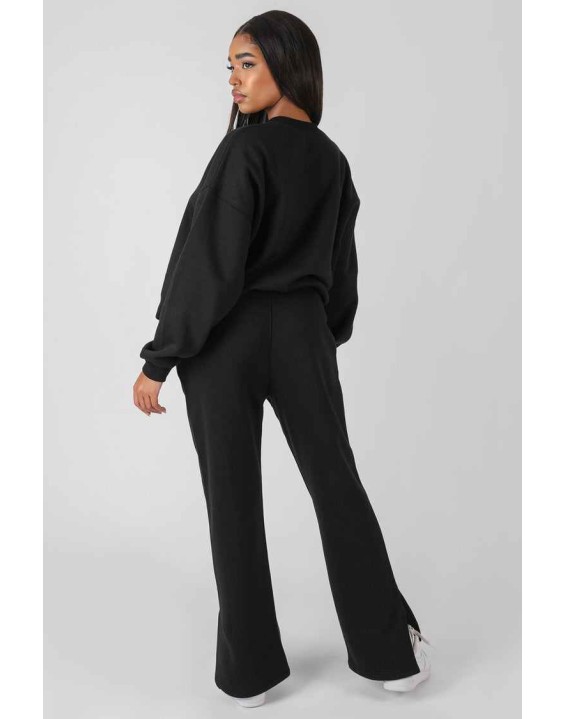 Kaiia Oversized Tonal Embroidered Sweatshirt Black