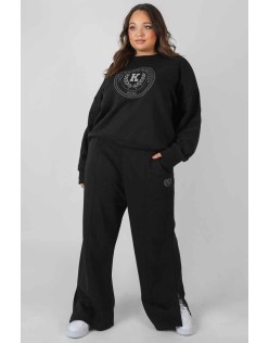 Curve Kaiia Tonal Embroidered Joggers Black