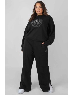 Curve Kaiia Tonal Embroidered Joggers Black