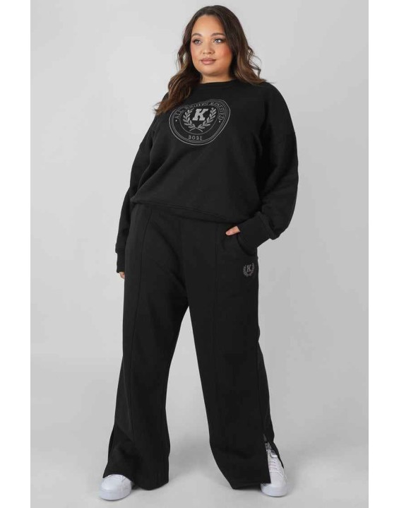 Curve Kaiia Tonal Embroidered Joggers Black