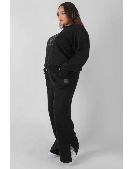 Curve Kaiia Tonal Embroidered Joggers Black