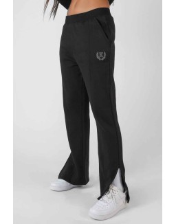 Kaiia Tonal Embroidered Joggers Black