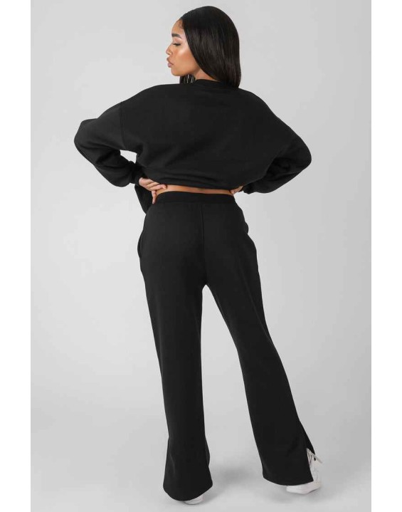 Kaiia Tonal Embroidered Joggers Black