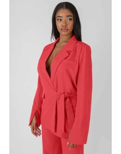 Wrap Waist Blazer Coral