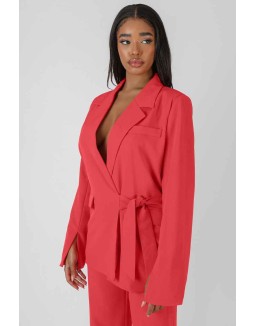 Wrap Waist Blazer Coral