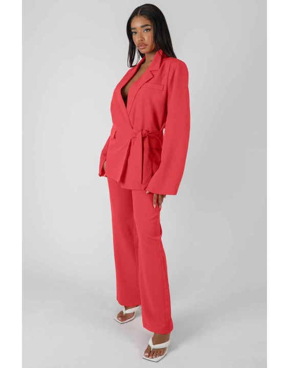 Wrap Waist Blazer Coral