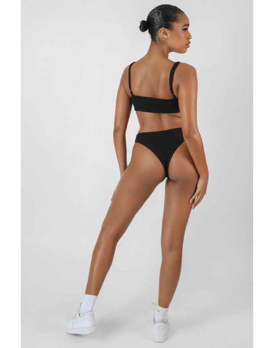 V Front Cheeky Bum Knicker Black