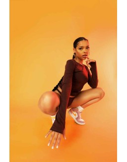 Ruched Side Lounge Top Chocolate